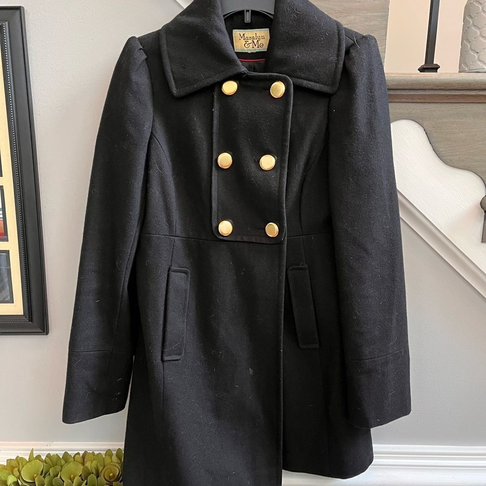 Marley & Me Vintage Style Black Wool Military Feminine Jacket sz S